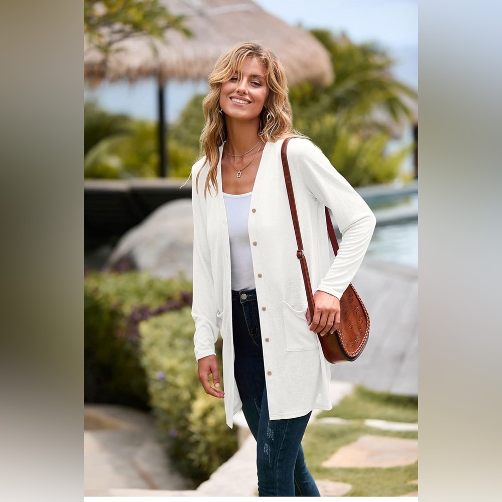 NEW-XL - classic long cardigan soft
2pocket button-down women’s
